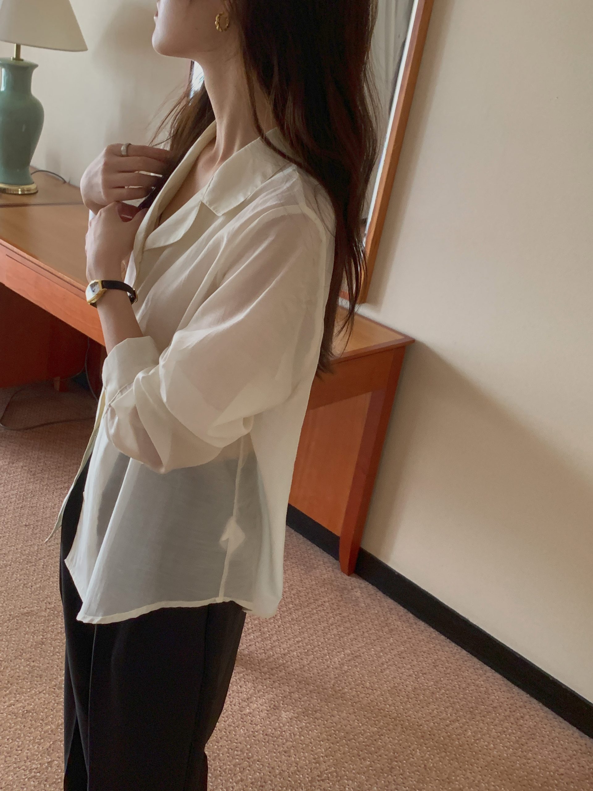 Creme Silk Shirt - Image 3