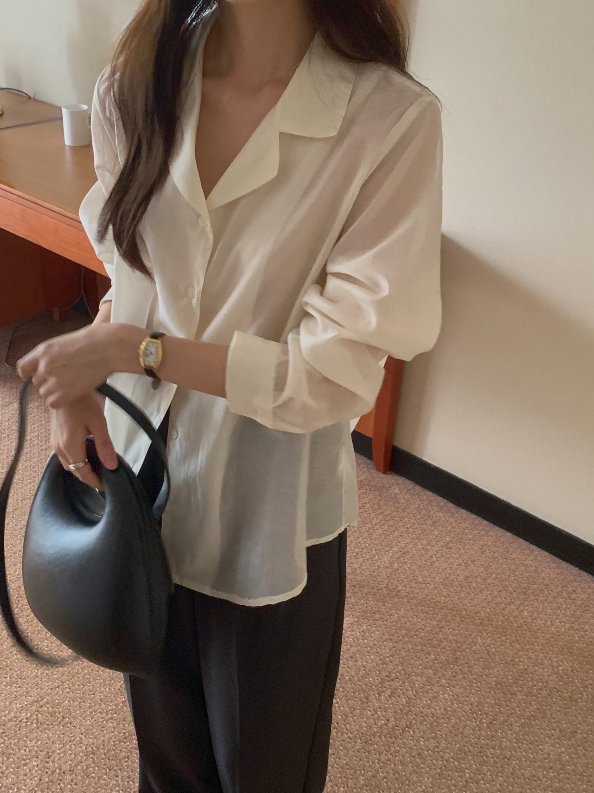 Creme Silk Shirt - Image 5