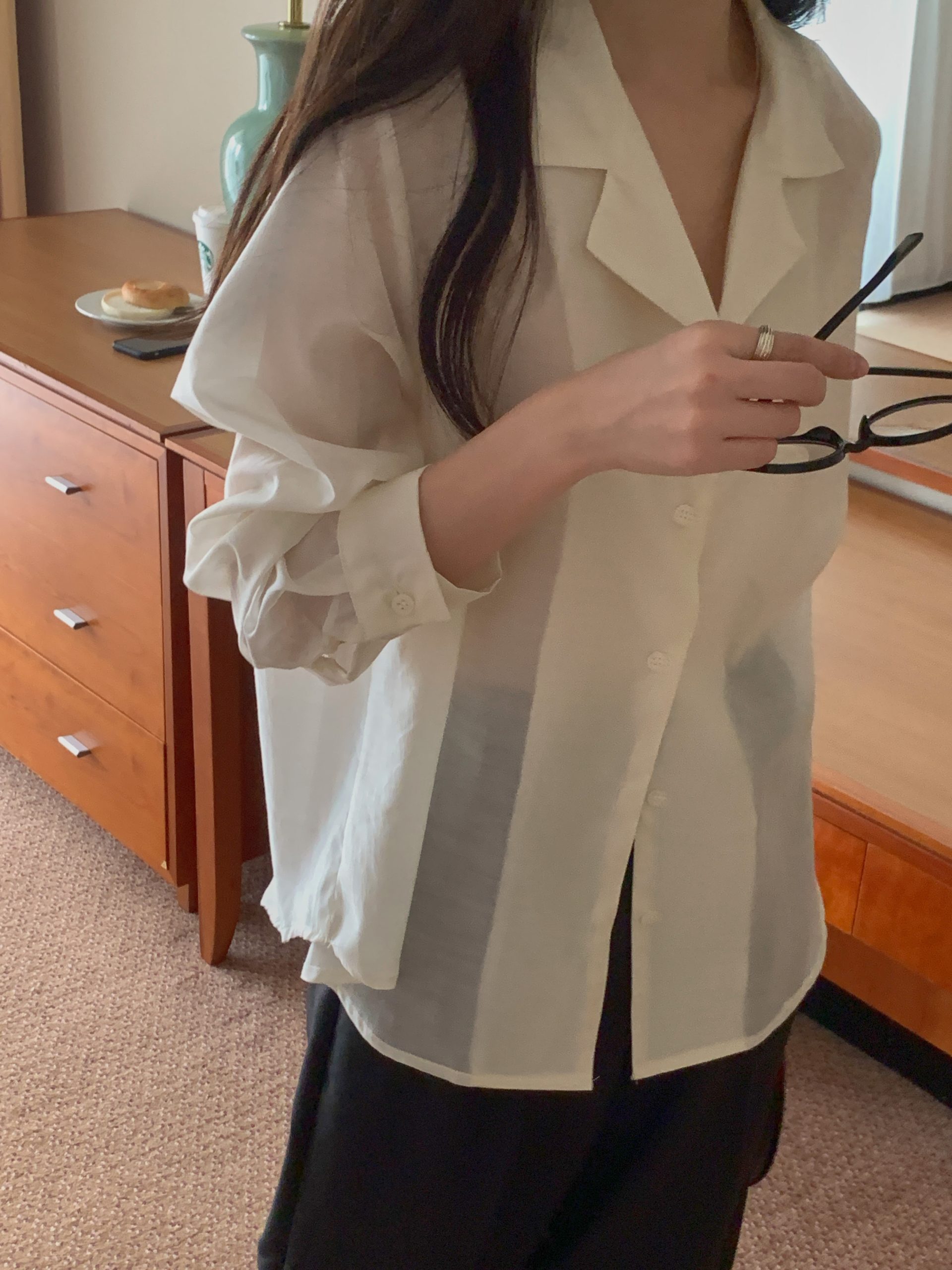 Creme Silk Shirt - Image 6